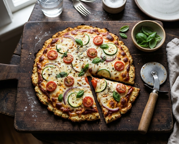 Eiwitrijke pizza op bloemkoolbodem
