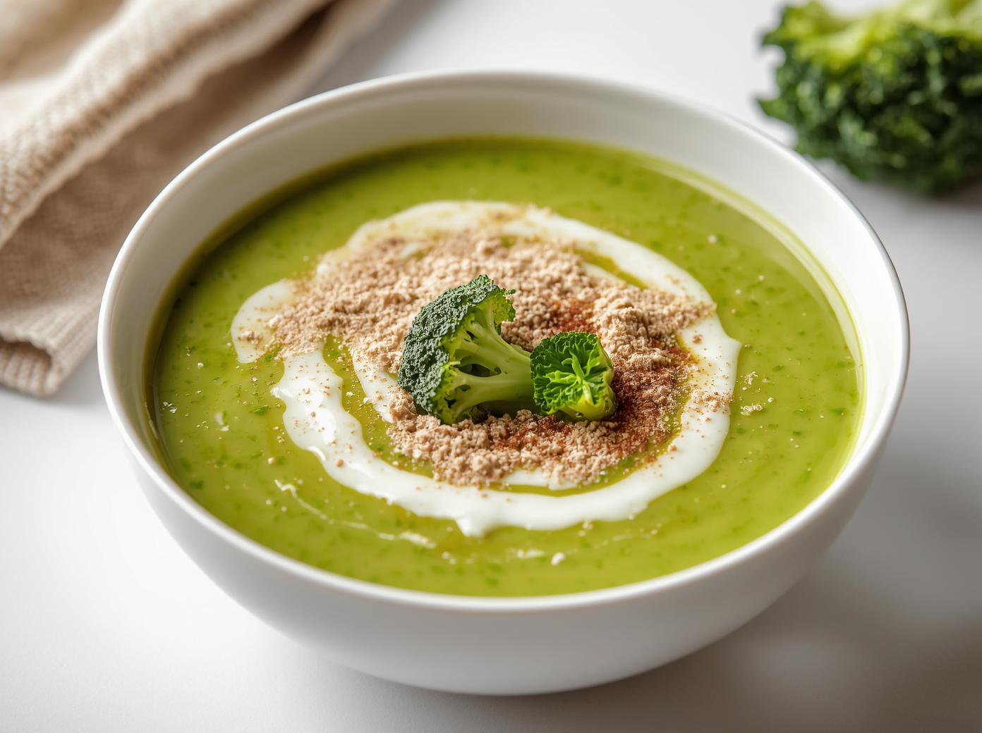 Broccolisoep met eiwitpoeder