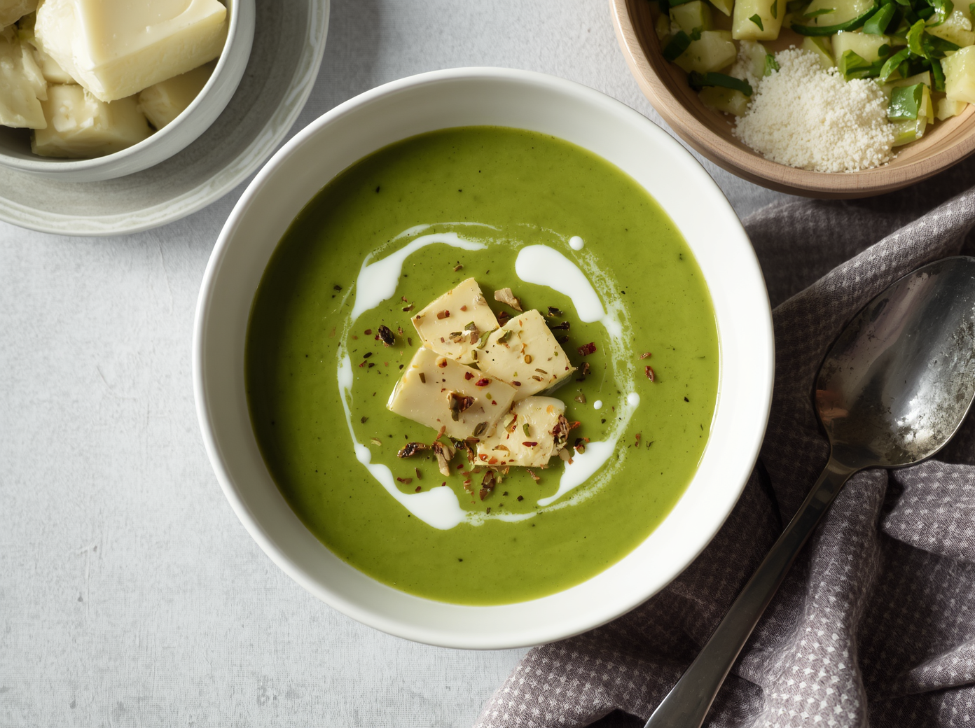 Courgettesoep met zachte geitenkaas