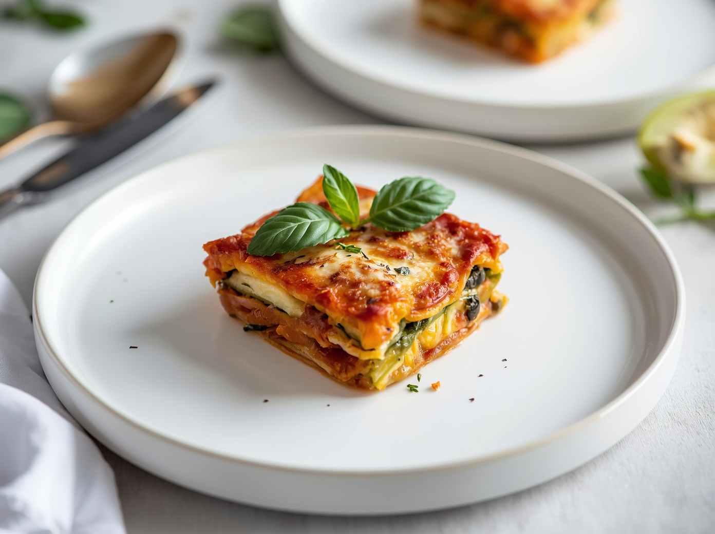 Mini lasagne met courgettebladen