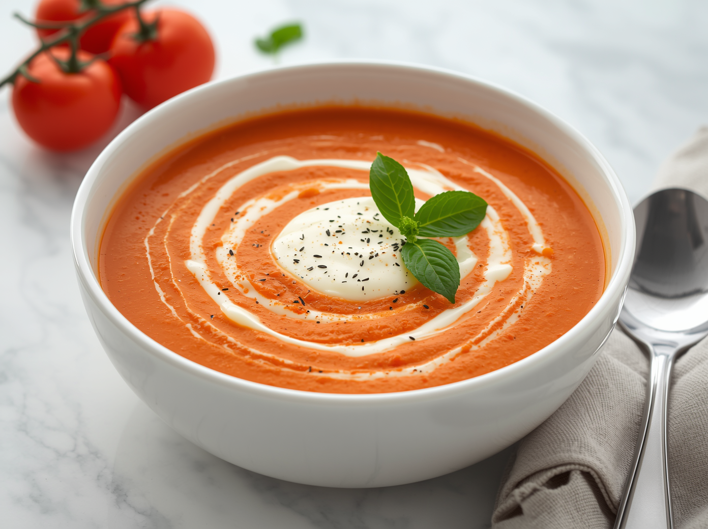 Romige tomatensoep met ricotta