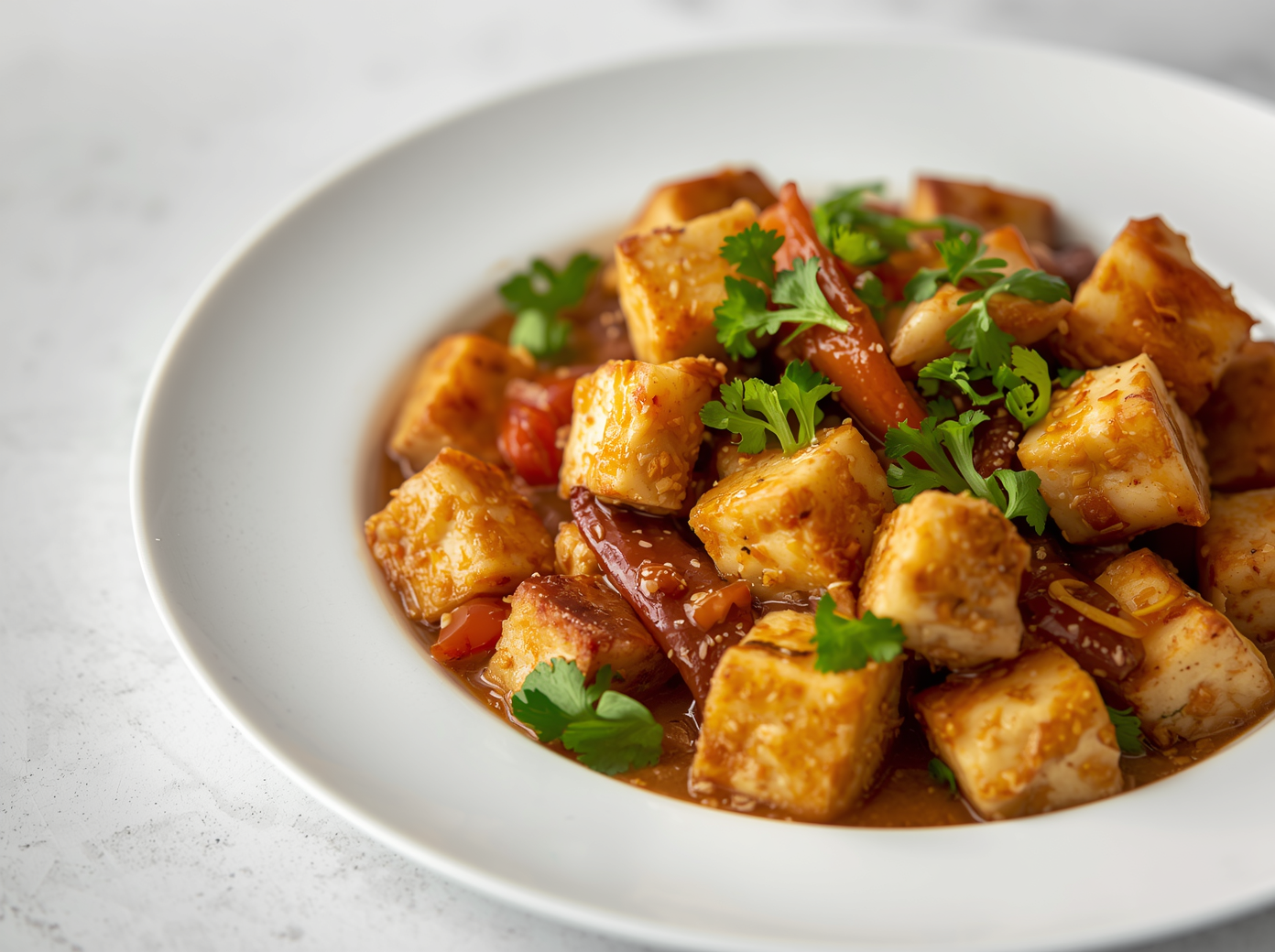 Tofu roerbak zacht bereid